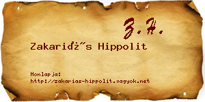 Zakariás Hippolit névjegykártya